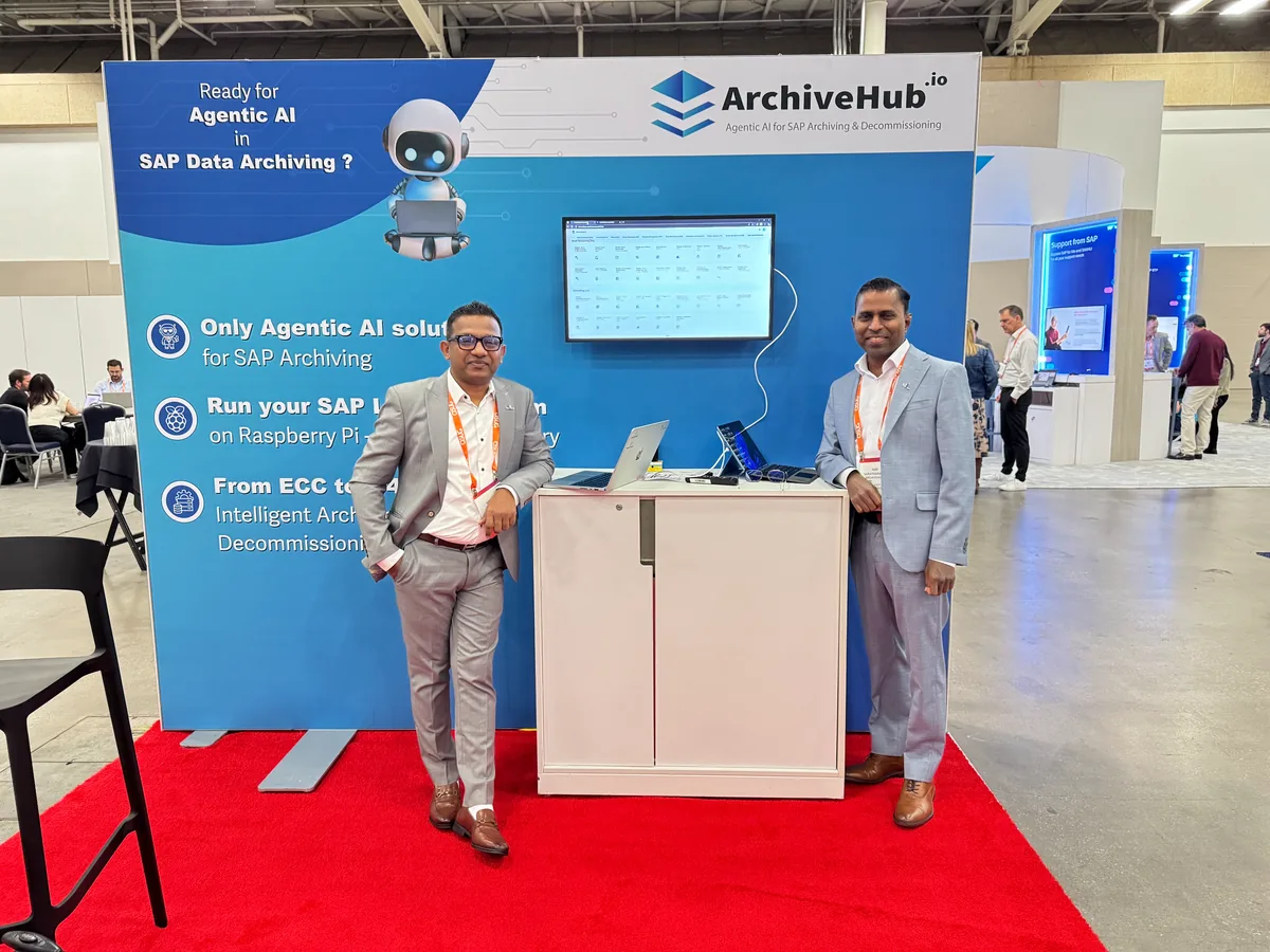 ArchiveHub team presenting agentic AI for SAP data archiving at ASUG Tech Connect 2025 in Louisville